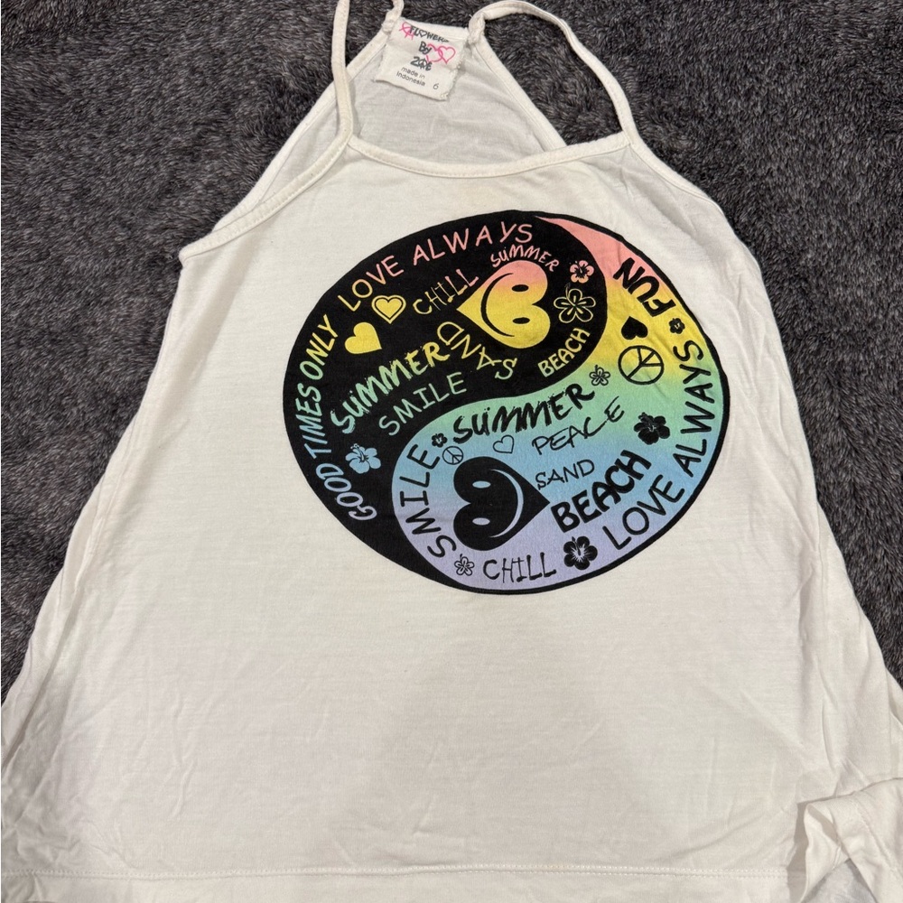 Flowers by Zoe Cream Tank with Pink Accents